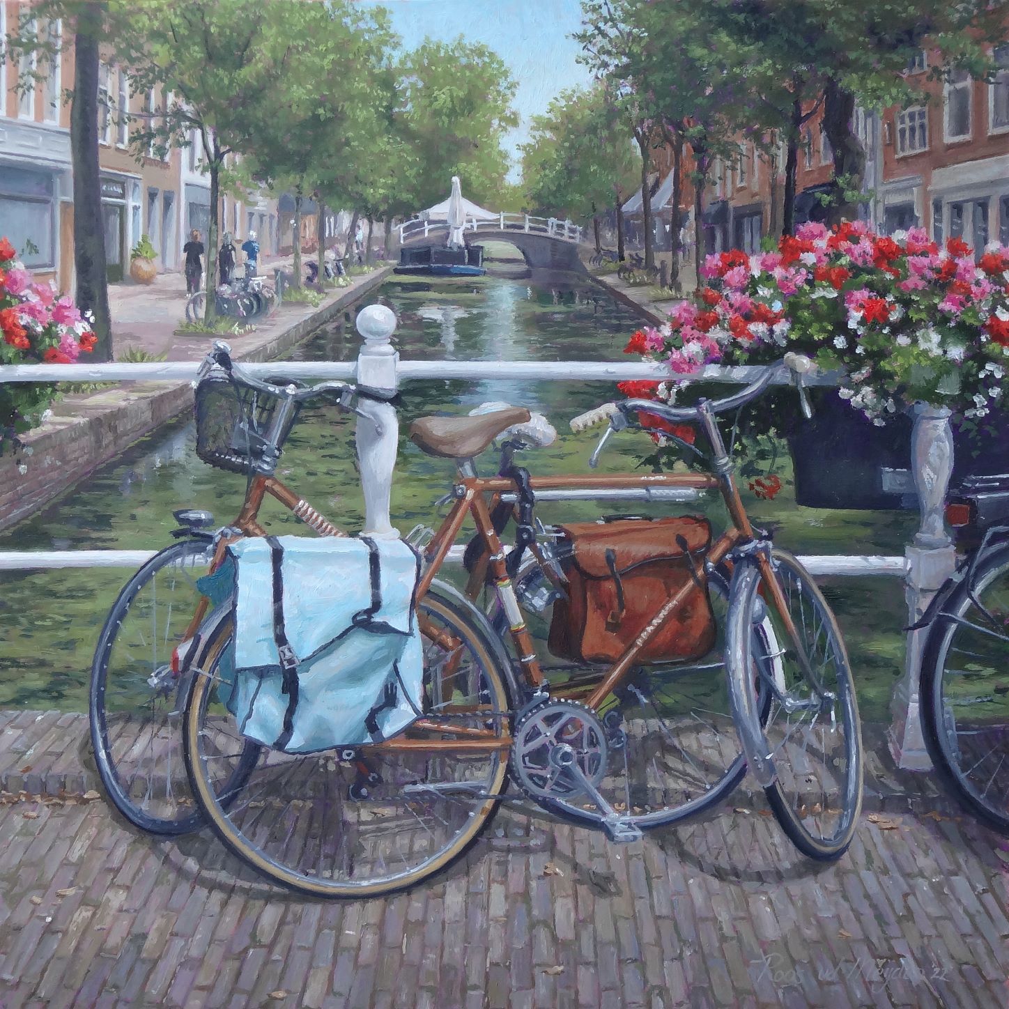 Painting of bikes in Delft