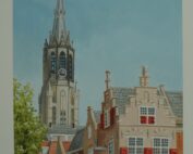 Gouache stadsgezicht Delft