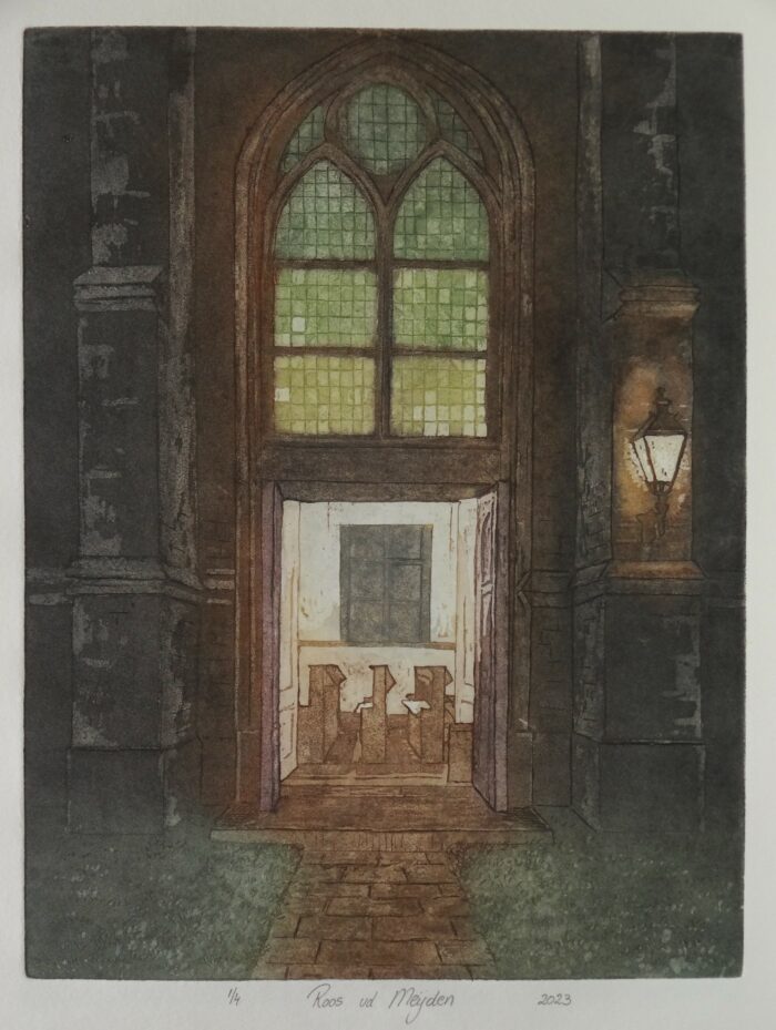 ets kerk Pijnacker, aquatint