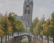 Gouache Oude Kerk Delft © Roos van der Meijden