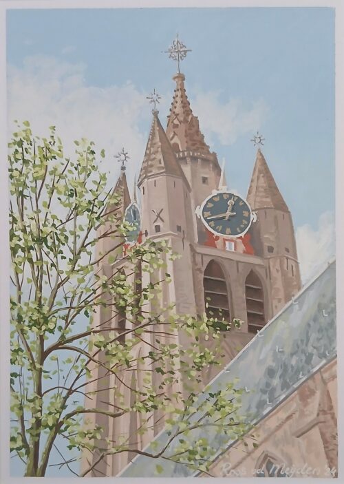 Gouache Oude Kerk Delft © Roos van der Meijden